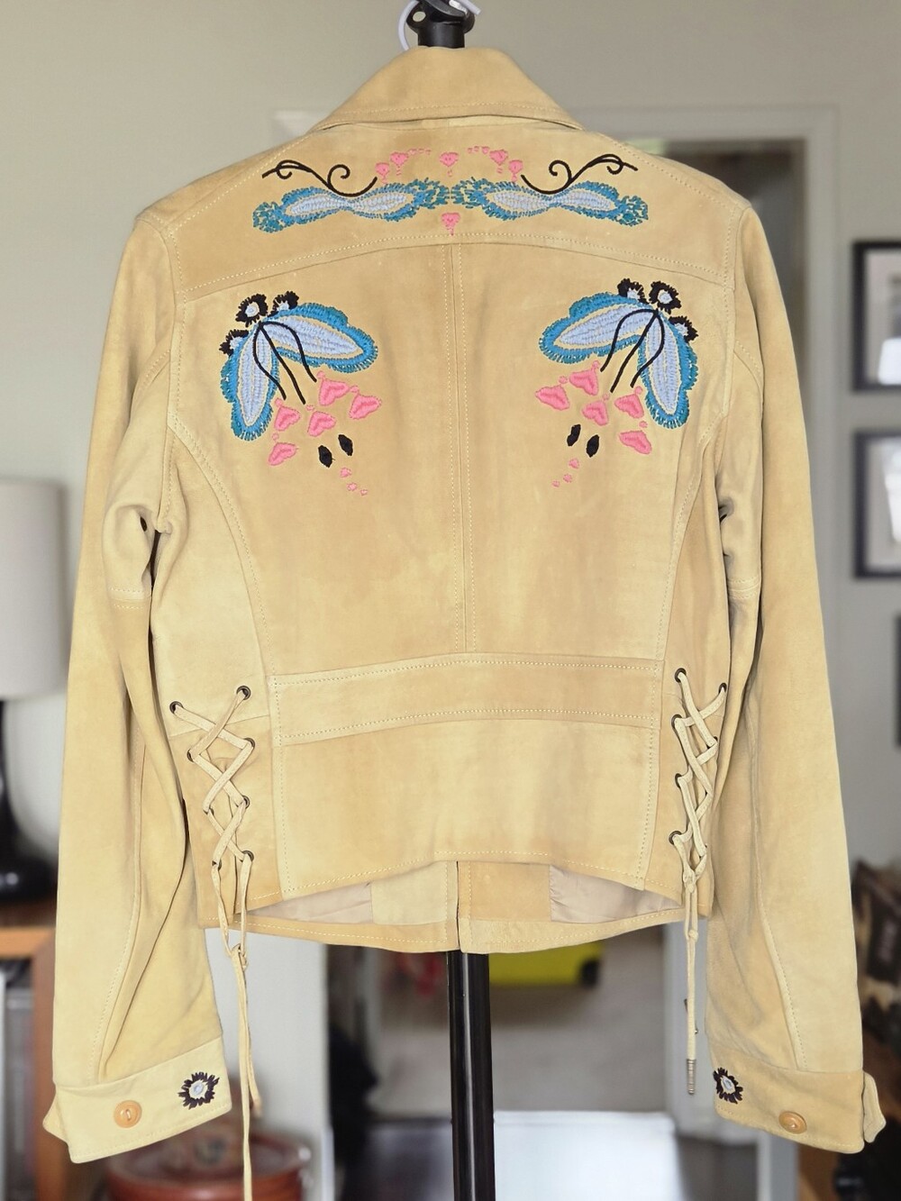 RARE Levi's Vintage Leather Embroidered Jacket Made In Italy - Picture 3 of 11